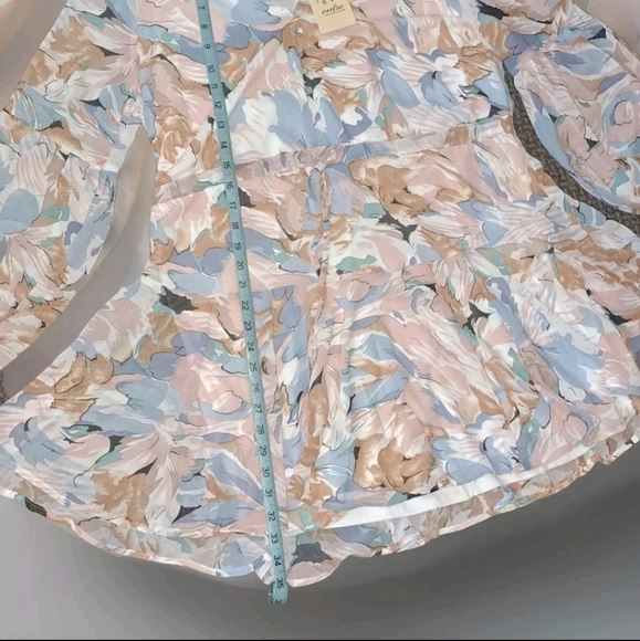 Entro Women Floral Peach Blue Mini Dress Boho Preppy Size Large NWT B25#2 - Picture 11 of 11